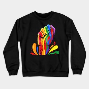 Raise Your Fist Rainbow Color LGBTQ Pride Month Crewneck Sweatshirt